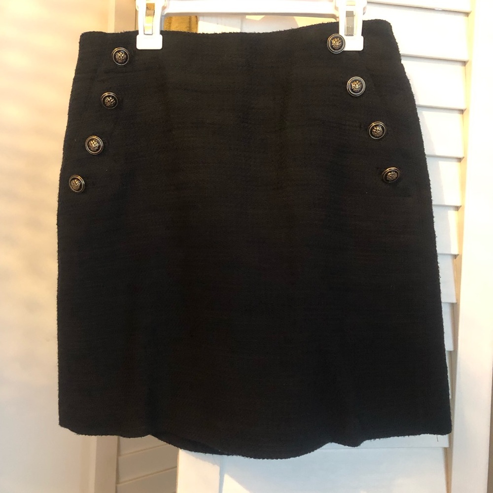 LOFT Black Double-Button Pencil Skirt